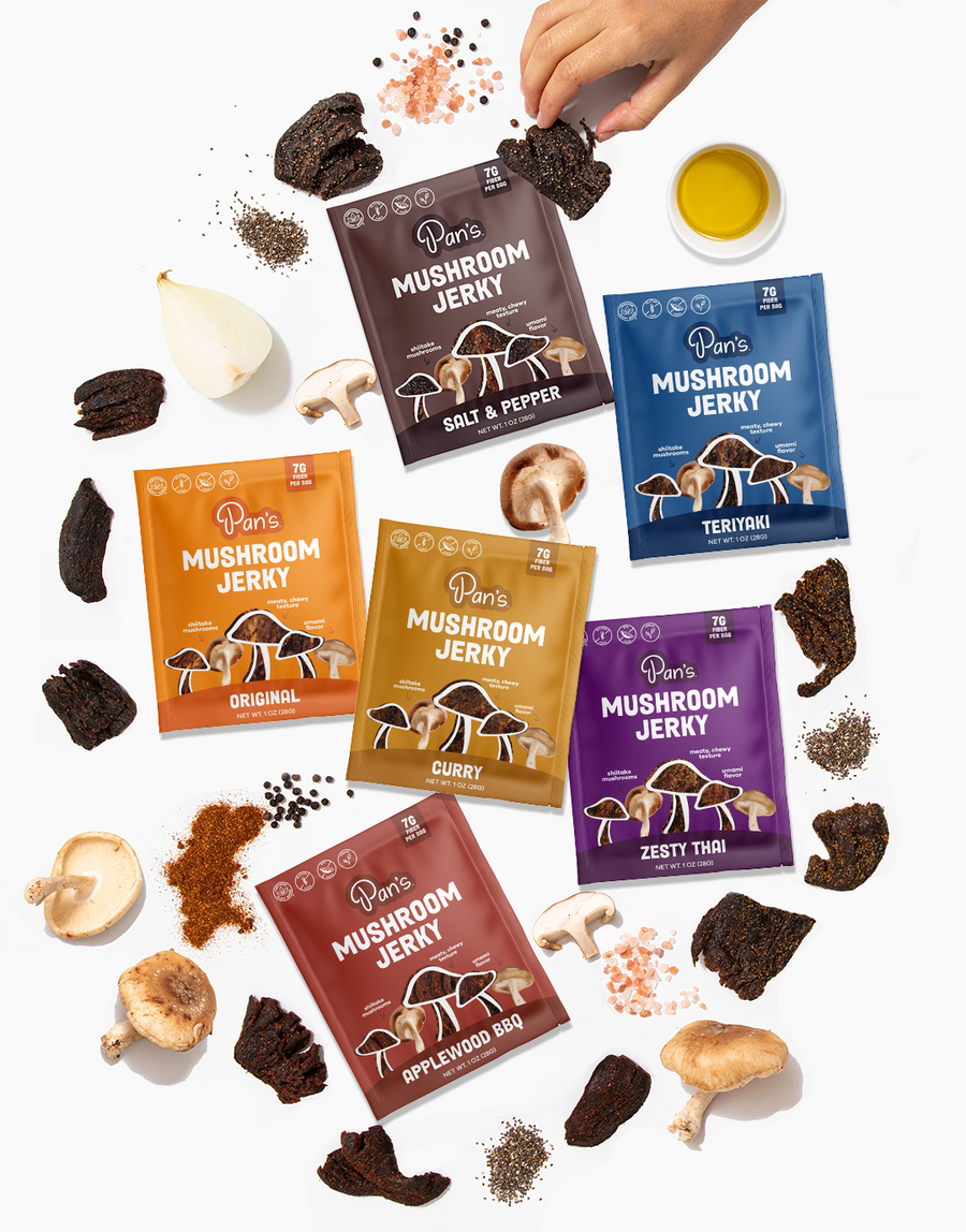 Pan's Mushroom Jerky Single Serve Sampler Pack H3